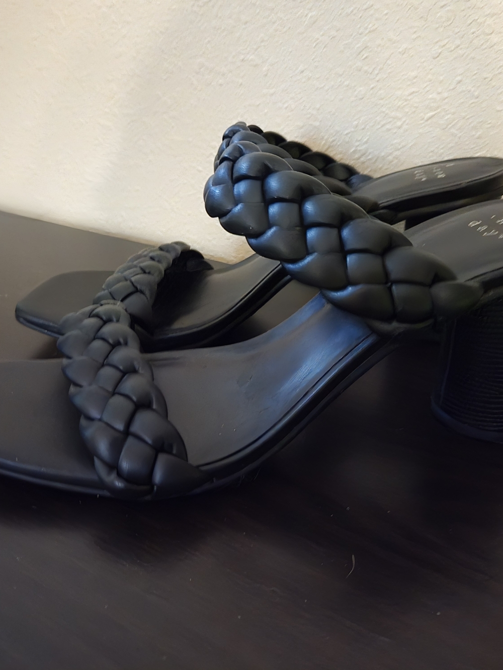 A New Day Braided Double Strap Block Heel Slide Sandals Black 9